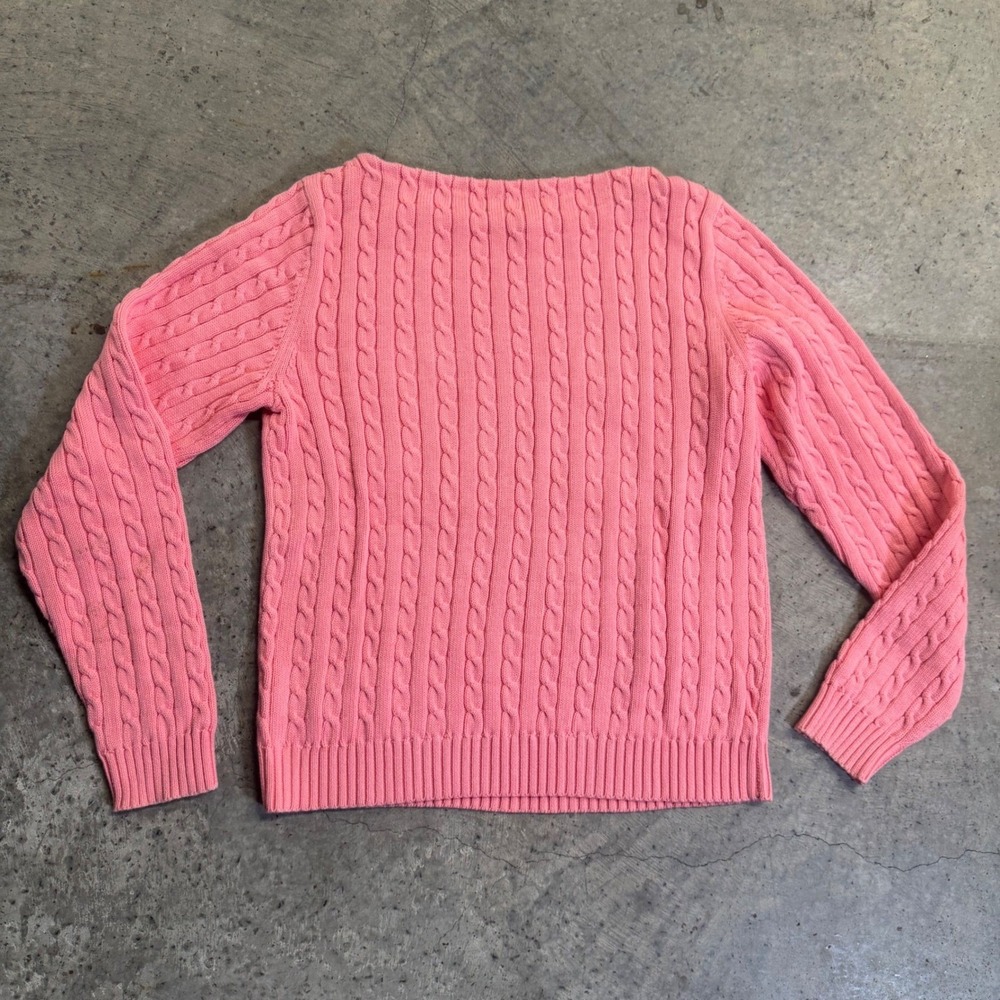 Lauren Ralph Lauren Women's Pink Cable- Knit Sweater S/L Preppy Old Money Luxury - Picture 7 of 8